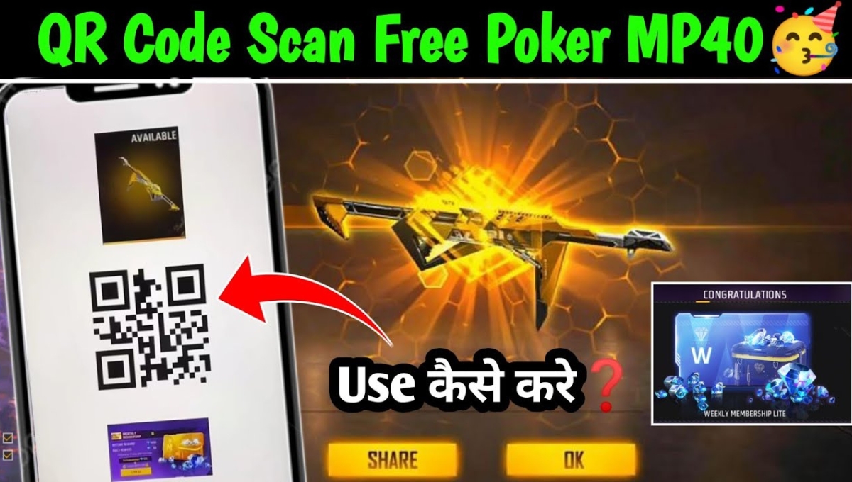 Poker MP40 QR Code 2025 in Free Fire: Make your gameplay amazing with tremendous power and style